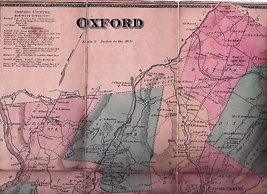 Item #040571 HAND-COLORED FOLDING MAP OF OXFORD, NAUGATUCK, MILLVILLE & STRAITSVILLE, CONNECTICUT. Oxford Connecticut.