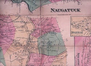 HAND-COLORED FOLDING MAP OF OXFORD, NAUGATUCK, MILLVILLE & STRAITSVILLE, CONNECTICUT