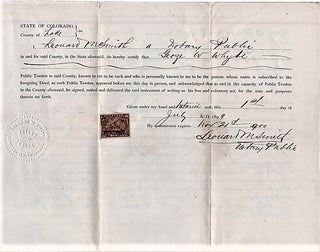 Item #040589 1899 RELEASE OF DEED OF TRUST FOR EMMA G. EDWARDS AND C.A. EDWARDS, COVERING THEIR...