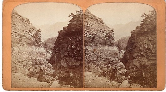 Item #040625 STEREOSCOPIC VIEW, THE UTE PASS: One Mile from Manitou House, Manitou, Colorado. Gurnsey's Rocky Mountain Views...Scenes on the Line of the Denver & Rio Grande Railway. Byron H. Colorado / Gurnsey.