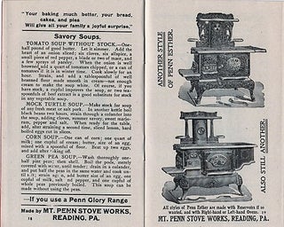 SOME GOOD THINGS [cover title]. [ESTHER RANGES] MADE IN FOUR SIZES, EITHER AUTOMATIC OR DUPLEX GRATE AND RIGHT OR LEFT HAND OVENS, AND VARIOUS STYLES OF NICKEL TRIMMINGS.