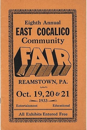 Item #040967 EIGHTH ANNUAL EAST COCALICO COMMUNITY FAIR: Reamstown, Lancaster County, PA, Oct....