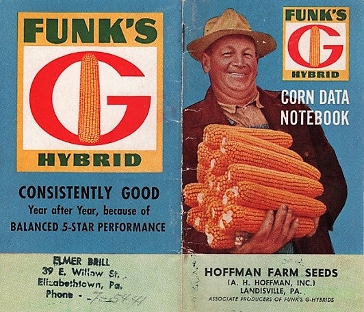 Item #041001 FUNK'S G-HYBRID CORN DATA NOTEBOOK. Funk Brothers Seed Company.