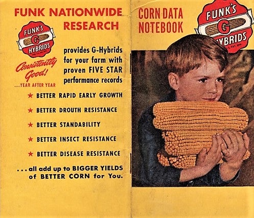 Item #041002 FUNK'S G-HYBRID CORN DATA NOTEBOOK. Funk Brothers Seed Company.