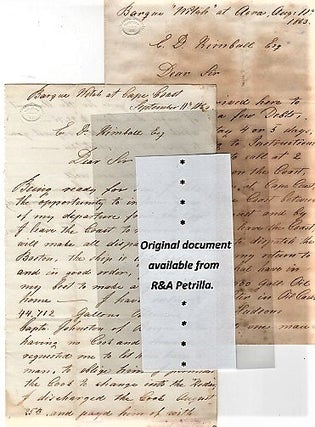 Item #041306 1863 TRANSATLANTIC TRADE: TWO (2) HOLOGRAPH LETTERS, WRITTEN ABOARD THE SHIP...
