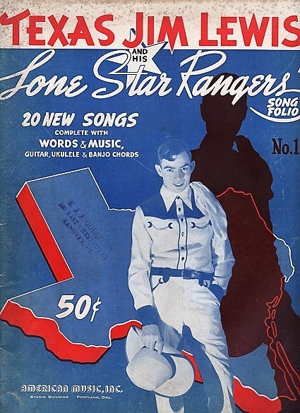 Item #041430 TEXAS JIM LEWIS AND HIS LONE STAR RANGERS' SONG FOLIO NO. 1. Jim Lewis.