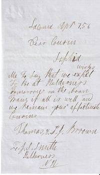 Item #BOOKS008375I AUTOGRAPH LETTER SIGNED (ALS) TO J.S. SMITH, HIS COUSIN, REGARDING A VISIT AT...