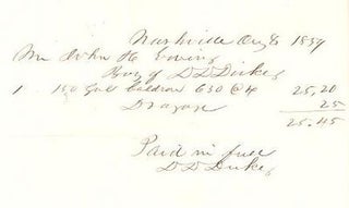 Item #BOOKS009767I 1859 HANDWRITTEN RECEIPT FOR $25.45, PAID BY JOHN H. EWING FOR "150 GAL...