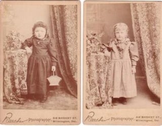 Item #BOOKS011586I TWO CABINET CARD PHOTOS OF LITTLE GIRLS IN TURN-OF-THE-CENTURY OUTFITS. A. P....