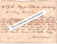 Item #BOOKS018554I 1847 HANDWRITTEN ORDER TO PAY J.W. & R.H. HOUSEL $27.36 FOR "BOATING WITH...
