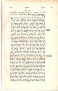 Item #BOOKS018652I AN ACT FOR PUNISHING MUTINY AND DESERTION, AND FOR THE BETTER PAYMENT OF THE ARMY AND THEIR QUARTERS. Parliament of the United Kingdom.