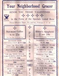 Item #BOOKS019535I Broadside: YOUR NEIGHBORHOOD GROCER SENDS YOU THESE VALENTINES IN THE FORM OF THE SPECIALS LISTED HERE. Frank Slonaker.