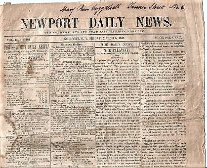 Item #BOOKS013434I "NEWPORT DAILY NEWS":; Our Country and Its Free Institutions Forever, Vol. II, No. 104, March 5, 1847. Newport / Jackson Rhode Island, publisher, Orin F.
