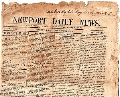 Item #BOOKS013435I "NEWPORT DAILY NEWS":; Our Country and Its Free Institutions Forever, Vol. II, No. 105, March 6, 1847. Newport / Jackson Rhode Island, publisher, Orin F.