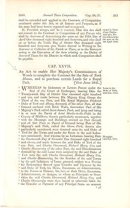 Item #BOOKS018656I AN ACT TO ENABLE HER MAJESTY'S COMMISSIONERS OF WOODS ... SALE OF YORK HOUSE...